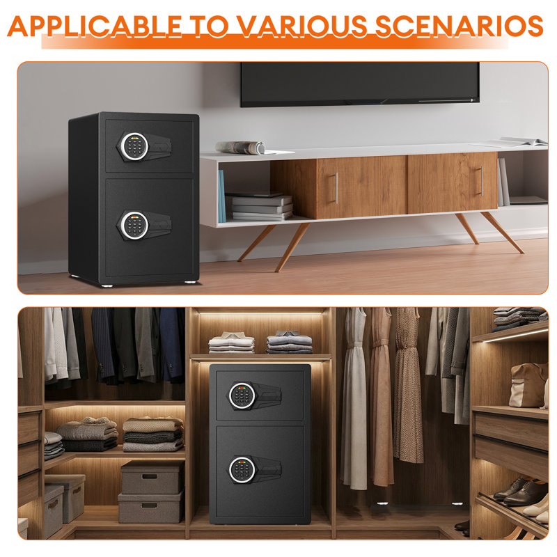 Coffre-fort de 4,5 pieds cubes, coffres-forts de sécurité en acier avec système de verrouillage double, coffre-fort pour la maison avec double fonction d'alarme et de mise en sourdine, coffre-fort avec tablette réglable pour documents et objets de valeur