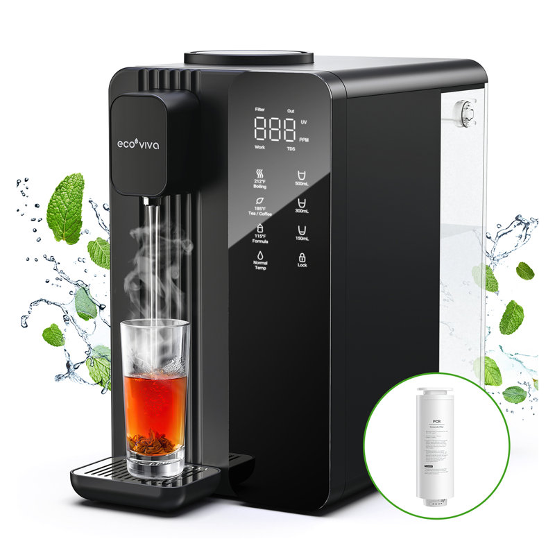 MATE4 UV Countertop Water Filter 7 Stages Instant Hot RO Water Filtration System 4 Temperature Options, 3:1 Pure to Drain, TDS & Filter Life Monitor