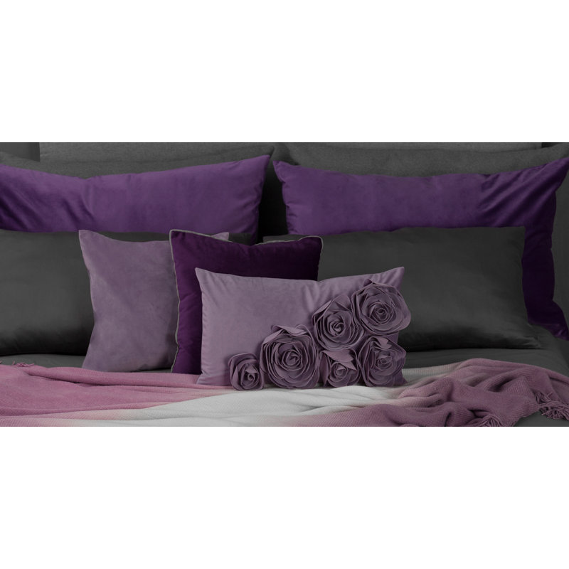 3D Floral Throw Pillow Cover Floral Decorative Accent Pillow Case, Rectangle 12"H x 20"W, Pink-Bottom