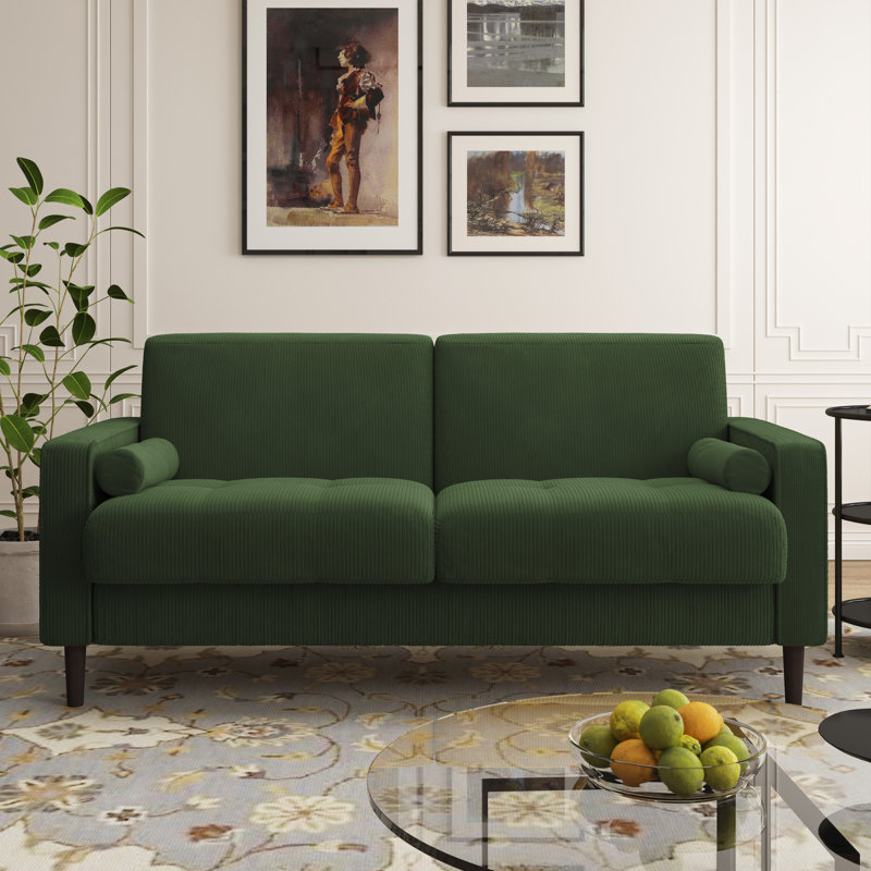 Carmelinda 62.6'' Corduroy Loveseat, Green Corduroy
