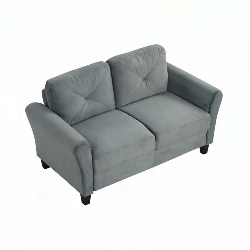 Canapé en velours, Gris, 2, H 34,4 po x l 54,3 po x P 29,1 po