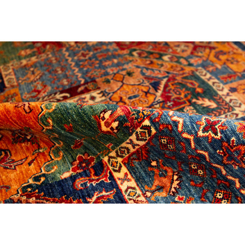 Tapis rouge / bleu / beige / vert noué à la main de haute qualité