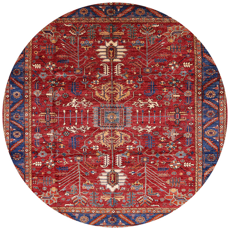 Tapis oriental rouge / bleu / crème Harmonsburg, Rond 6 pi