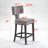 Mid Century Modern Counter Height Bar Stools Set Of 2, Farmhouse Linen Fabric Upholstered Accent Chair Curved Backrest With Copper Nails Around,Kitchen Chairs-218460256