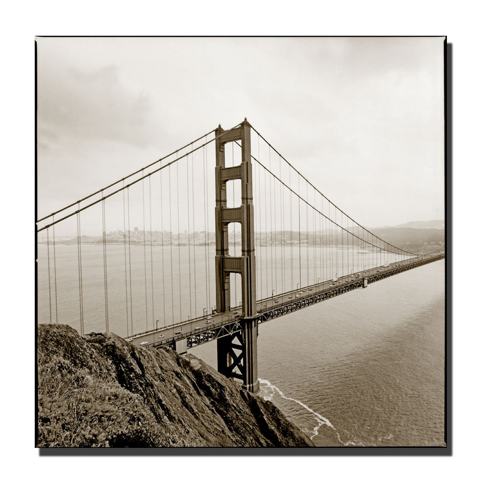 Natchez 'Golden Gate Bridge' by Preston Framed Photographic Print on Wrapped Canvas Hokku Designs 