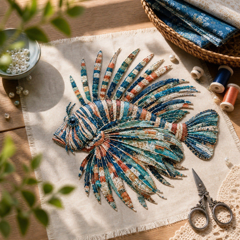 Ensemble de loisirs créatifs DIY Patchwork Océans avec breloque en acrylique, tissu à plusieurs couches, matelassage, couture faite main, décoration nautique, cadeau artistique pour adultes et amateurs de loisirs créatifs