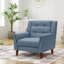 Fauteuil en tissu bleu, base en bois de bouleau, dossier et siège, ressort sinueux, 31,92 po Largeur de l'emballage, bleu, cadre, profondeur 29,62, largeur, poids 47,15 lb