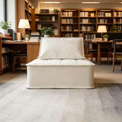 Versatile Modular Floor Sofa Chair, With Soft Tufted Fleece, Frameless Low Profile Floor Seating For Living Room & Gaming, 95x95cm Compact Ottoman Style