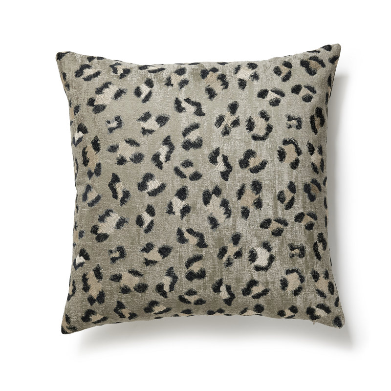BRODERIE LEOPARD PILLOW, Ebony/Silver
