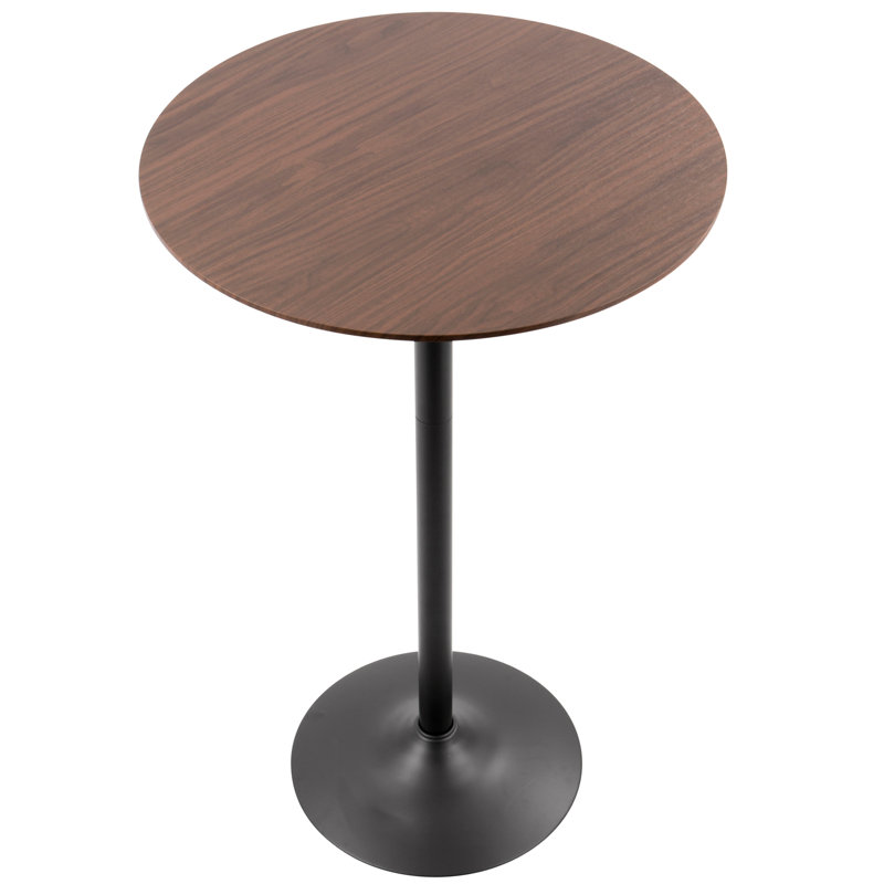 Mid-Century Modern Table Adjusts From Dining To Bar In Black Metal And Walnut Wood, Walnut