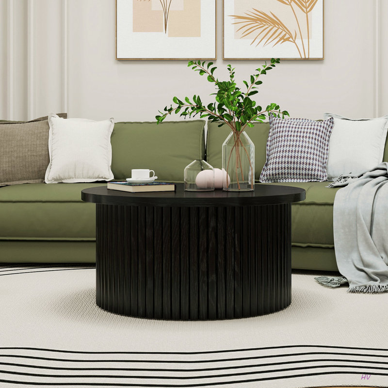 Table basse, table basse ronde, table d'appoint moderne pour salon, appartement, Noir