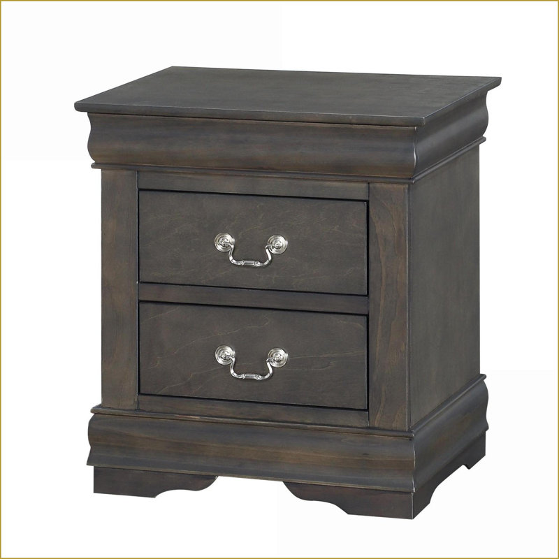 Table de chevet 2 tiroirs Traditional Classic, Gris