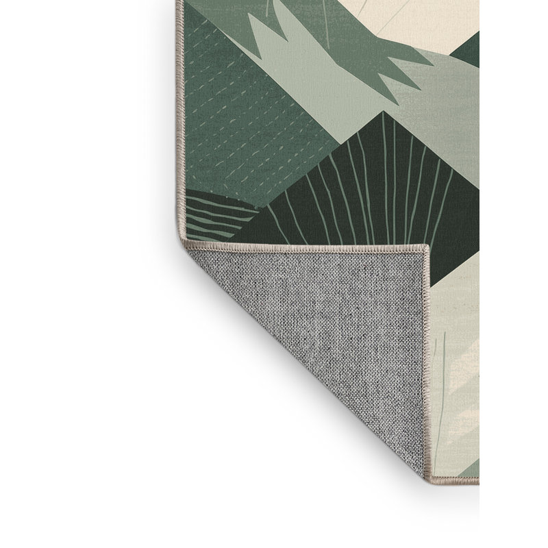 Tapis ovale scandinave lavable à la machine - Reliure beige, Carré 3 pi