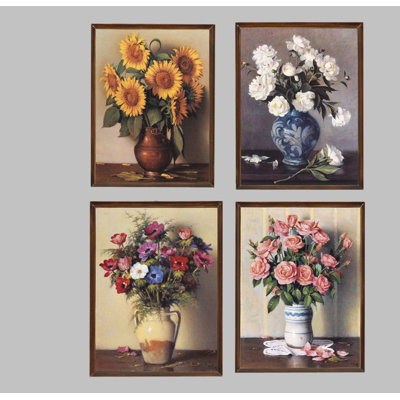 « still life i », ensemble de 4 reproductions encadrées sur bois