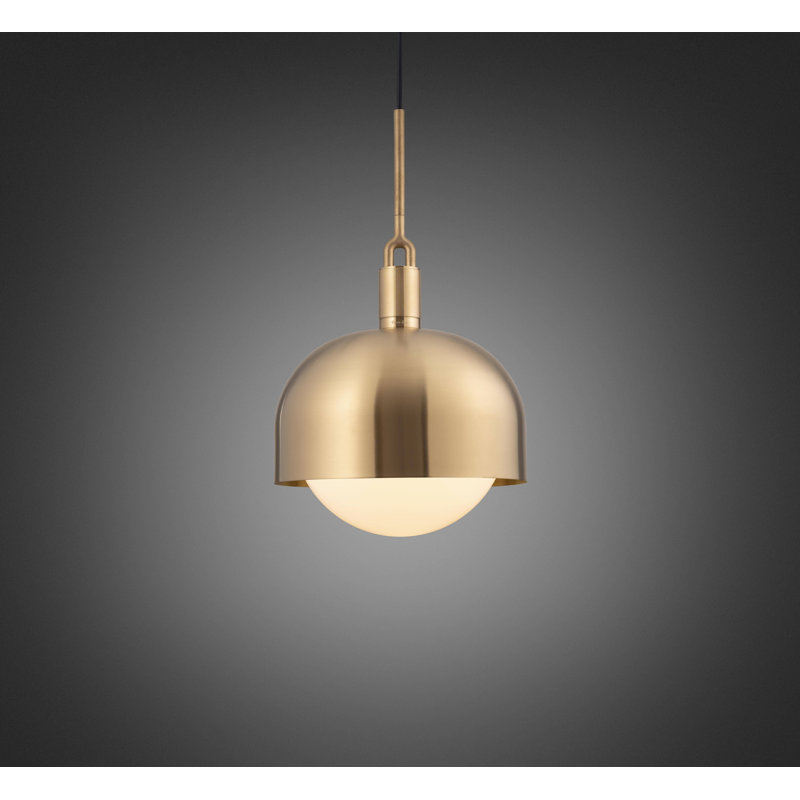 1 - Light Pendant, Opal/Brass