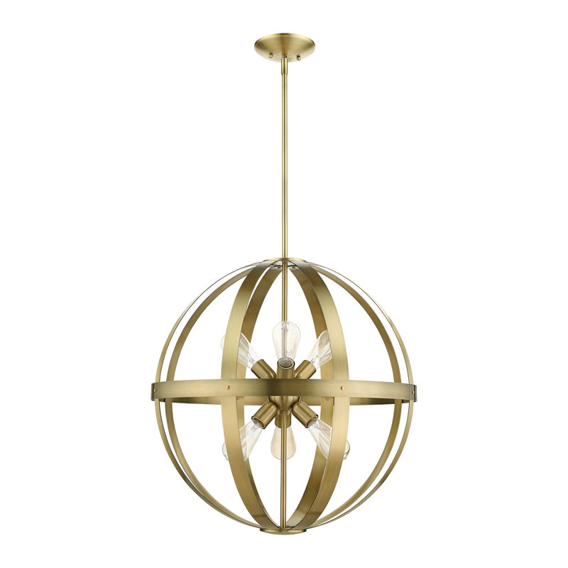 Eda 6 - Light Dimmable Globe Chandelier, Antique Brass