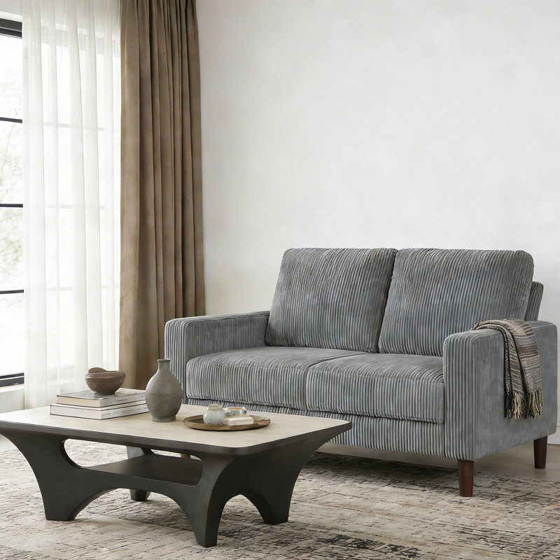 Causeuse de style moderne avec coussin confortable et bois massif pour le salon, Gris