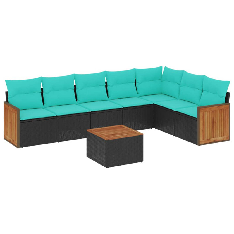 Ensemble de canapé de patio avec coussins 8 pièces Vidaxl, Bleu clair, Noir