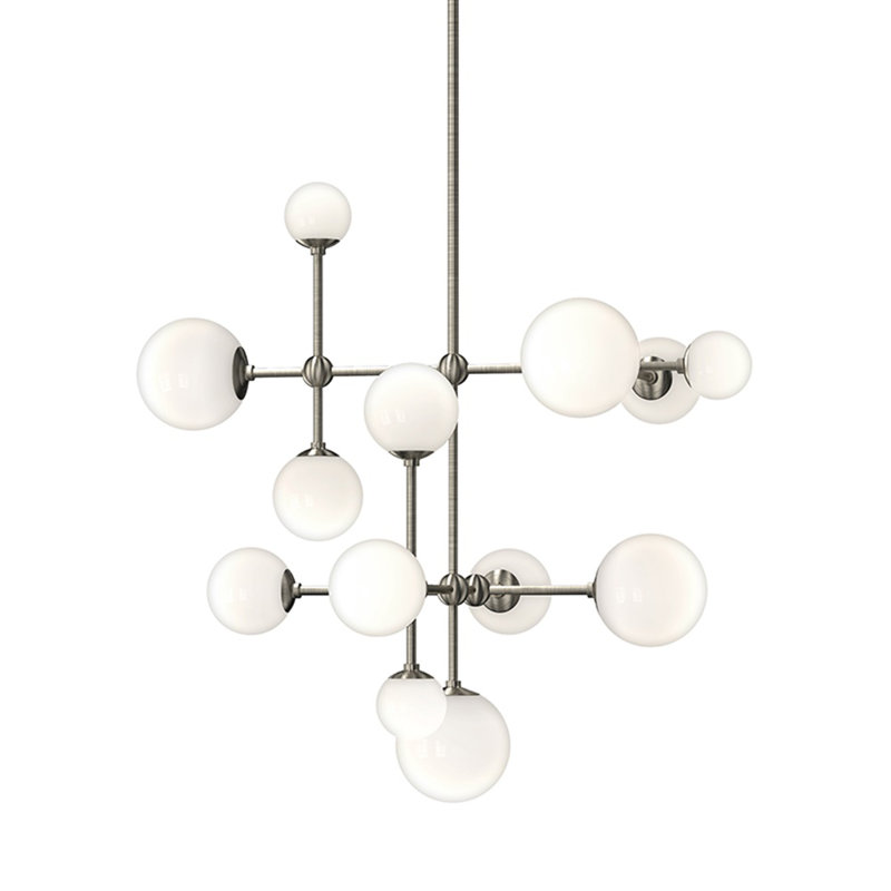 Lustre linéaire moderne à 3 lumières Sabon, Nickel satiné