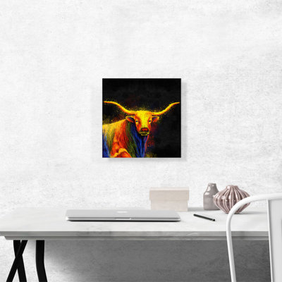 Texas Longhorn Bull Bovins - reproduction d'art sur toile tendue