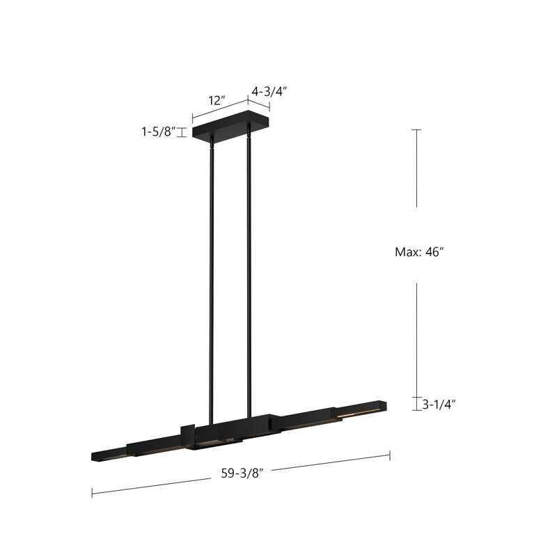 Enzo 1 - Light LED Pendant, 3.25" H x 59.38" W x 4.75" D