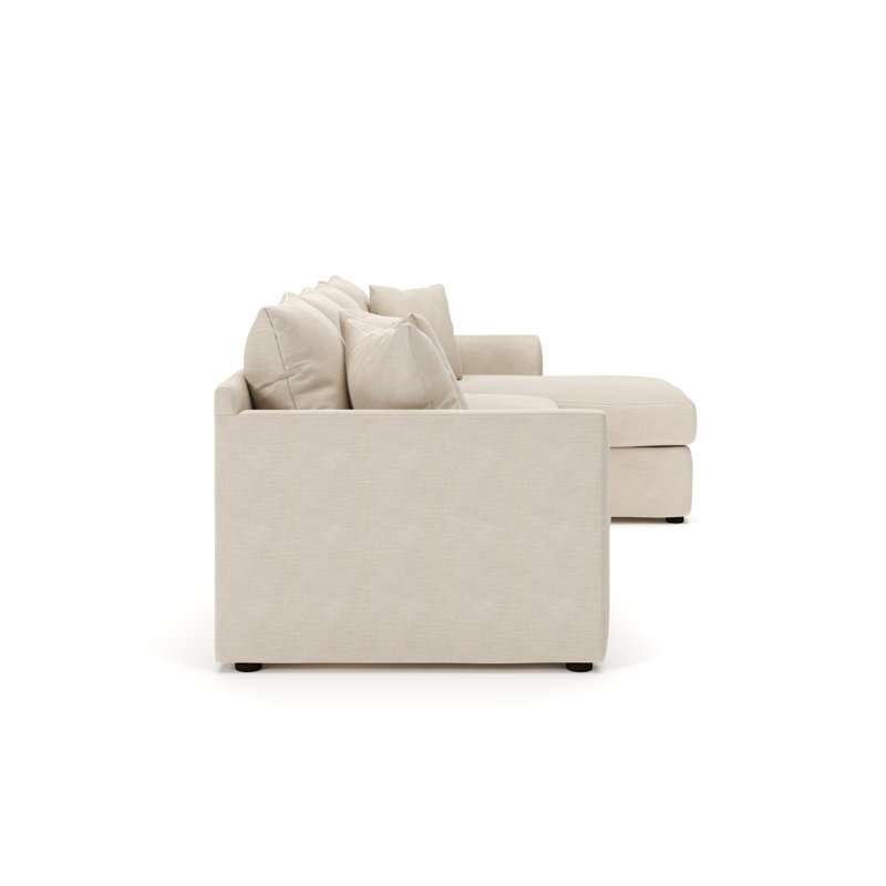 Cecelia Upholstered Sectional, Conversation Ivory Basketweave, Right Hand Facing