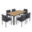 Ensemble de salle à manger d'extérieur 7 pièces, table en bois d'acacia durable avec chaises en aluminium confortables pour les patios