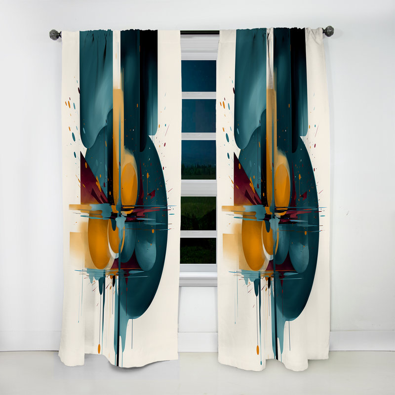 Allistance - I abstrait de forme I - rideau en velours moderne - obscurcissant - 1 panneau, L 52 po x L 120 po