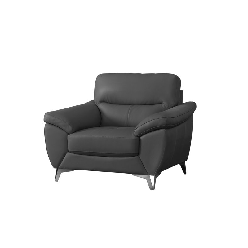 Sorenson Upholstered Armchair, Dark Gray Genuine Leather