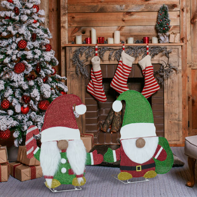  Ensemble de 2 décorations de Noël pour l'extérieur avec 80 lumières DEL blanc chaud