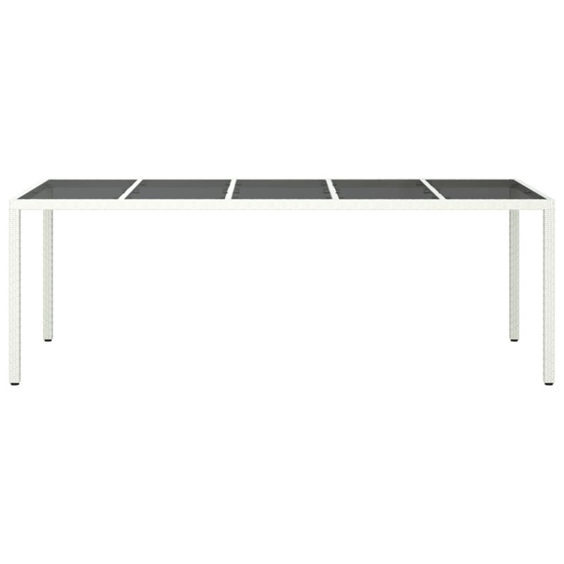 Rectangular Glass Outdoor Coffee Table, 29.5" H x 39.4" W x 98.4" L, White