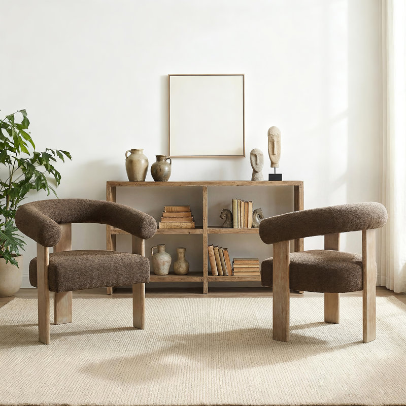 Chaise avec accoudoirs rembourrée Mamanbai, Brun