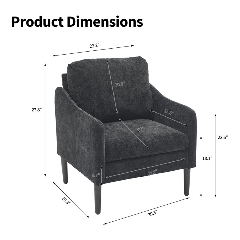 Upholstered Accent Chair, Black