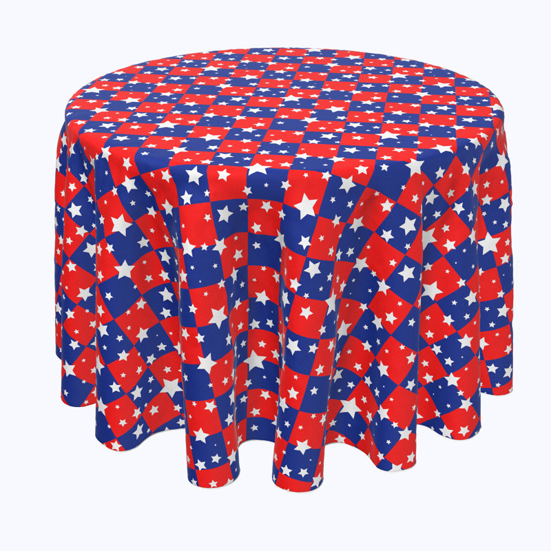Arbor Lake Checkered Round Independence Tablecloth, 60" x 60"