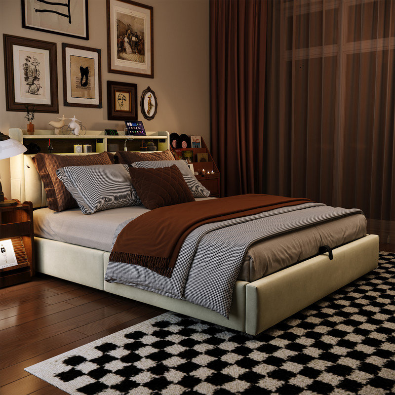 Upholstered Ottoman Bed, EuropeanDouble (140 x 200 cm)