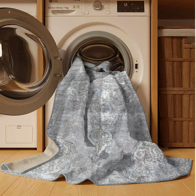 Tapis 100% traditionnel lavable à la machine 3855 Akaylah, Rectangle 6 pi x 9 pi