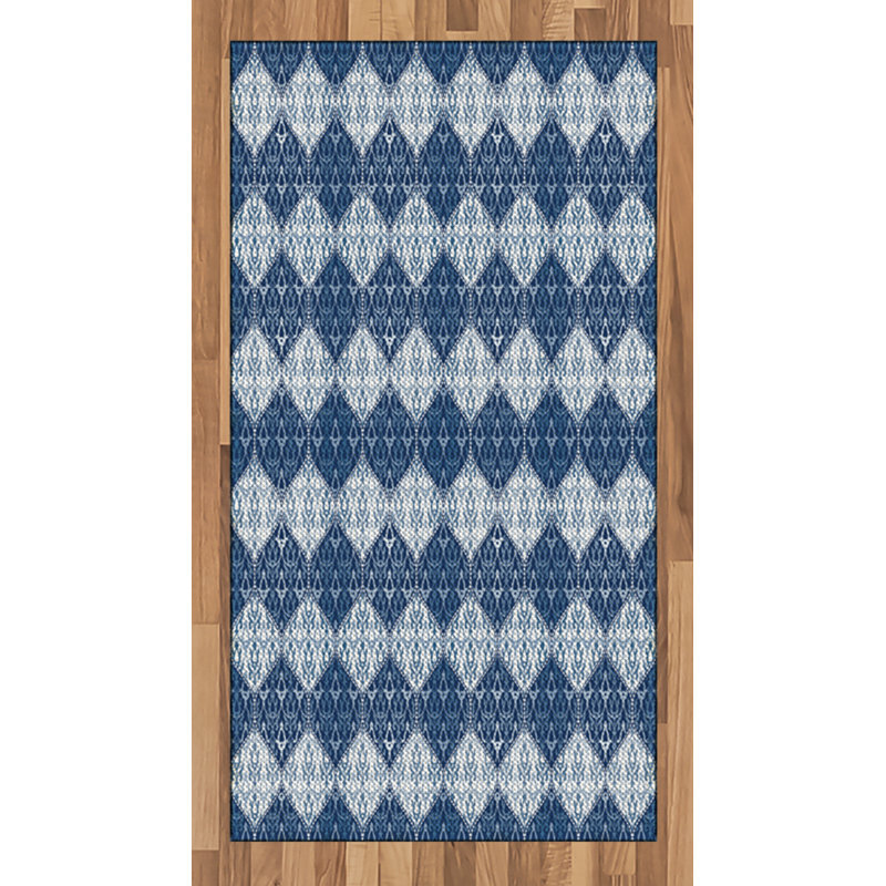 Tapis décoratif bleu marine à haute densité en fibres de polyester, Rectangle 2 pi 7 po x 5 pi