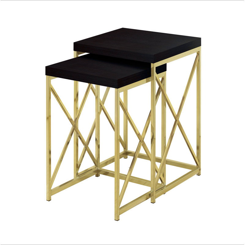 Table gigogne, ensemble de 2, côté, bout, métal, décor, salon, chambre à coucher