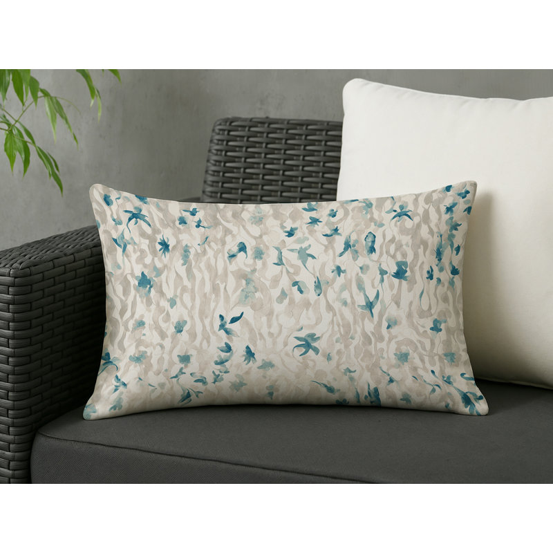 Coussin décoratif intérieur / extérieur gris Modern Modern, Floral gris 35, Rectangle H 18 po x l 25 po