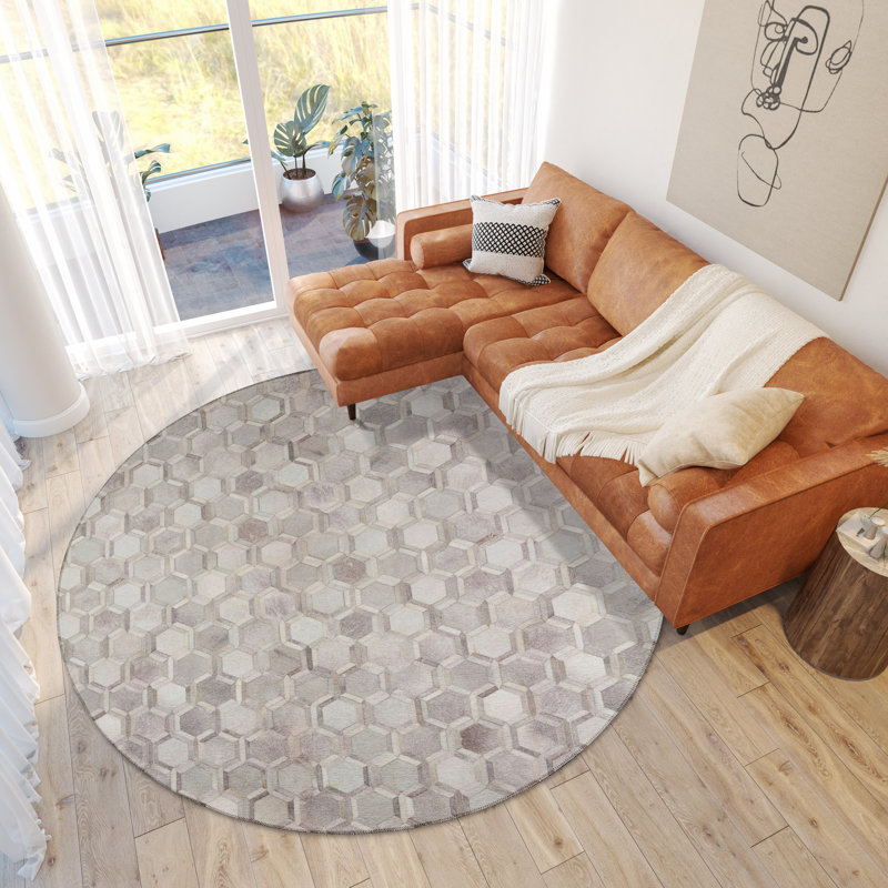 Edilberto Chenille Washable Patchwork Indoor / Outdoor Rug, Round 8'