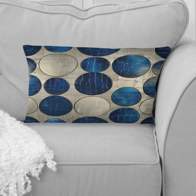 Coussin bleu Midcentury Circles II - Midcentury