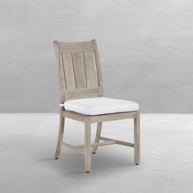 Chaise d'extérieur Croquet en teck, Welt + bourre standard, Lin colombe, Oyster Teak