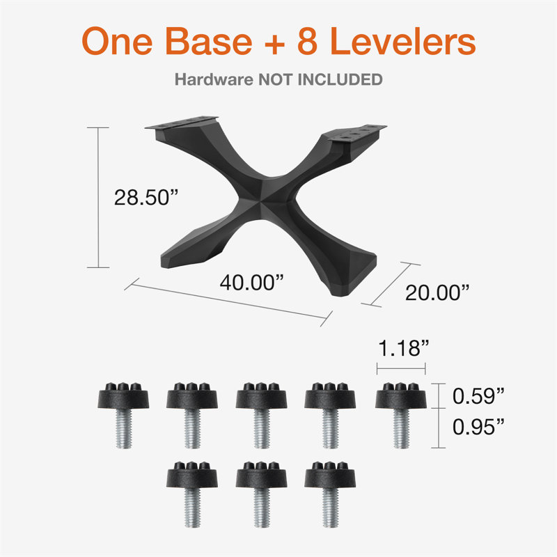Xerxes Metal Dining Table Base, 28"H x 40"L x 20"W