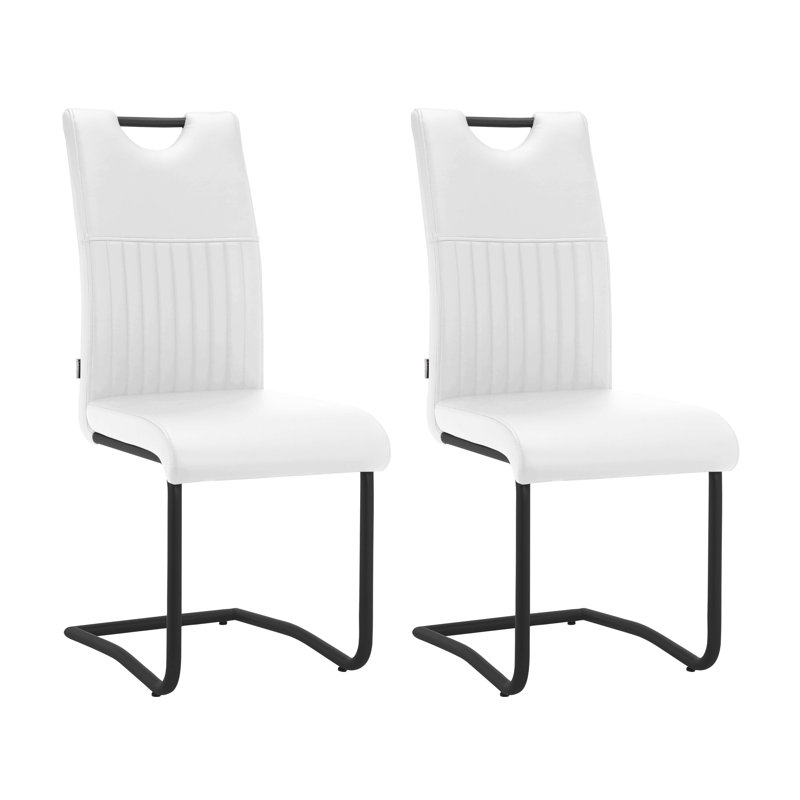 Darja 49cm H Polyurethane Upholstered Metal Side Chair, White