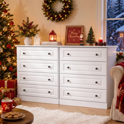 29.5" W Modern 4 Drawer Dresser, Wooden Storage Chest with Drawers for Bedroom, Closet & Living Room (Set Of 2)