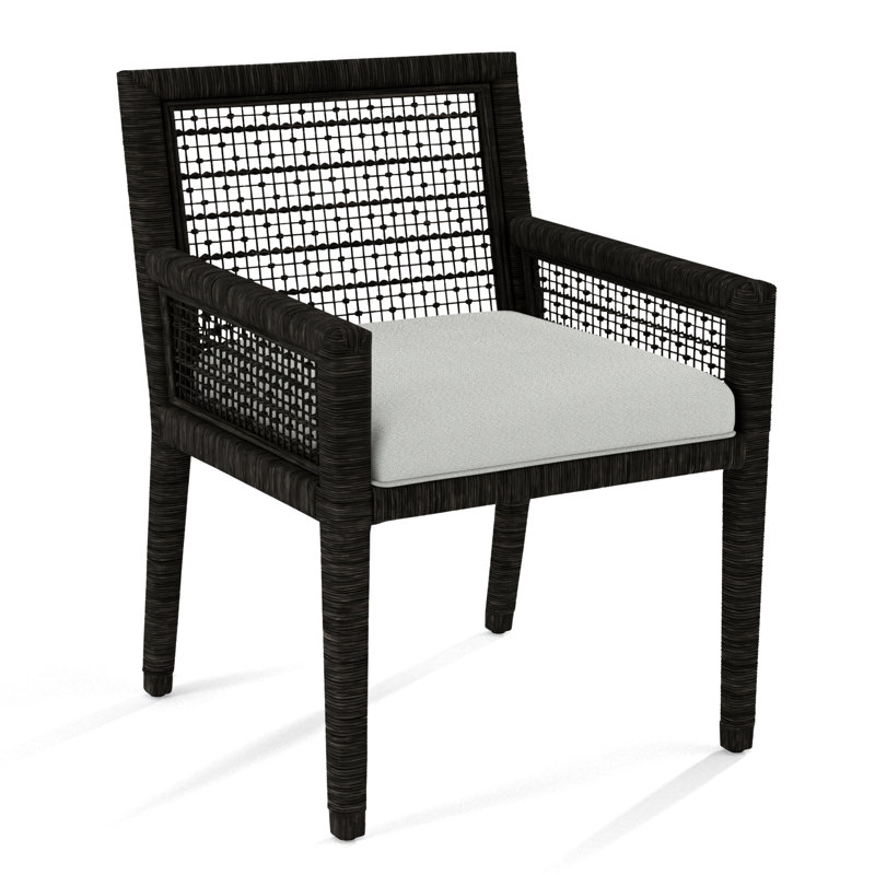 Pine Isle Arm Chair, White Textured Performance; 0865-91, Antique Black