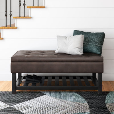 Cosmopolitan 44"W Transitional Tufted Storage Ottoman Bench with Lift Top