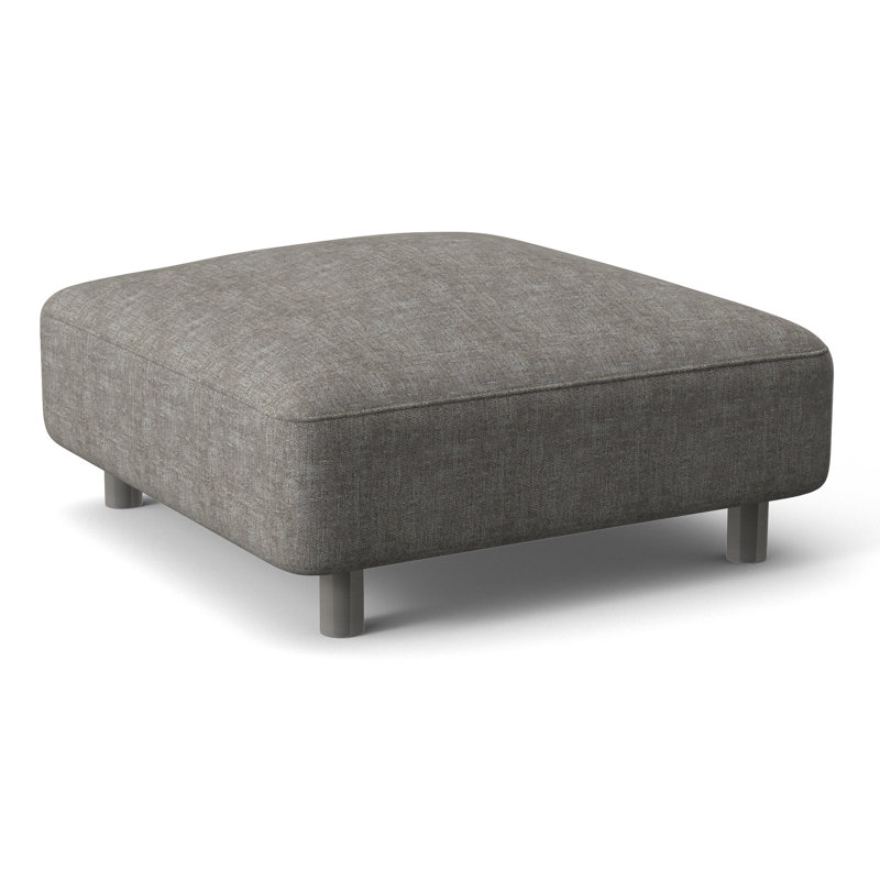 Avanni Outdoor Ottoman with Cushion, Light Grey Vinyl 6503-010, Silver