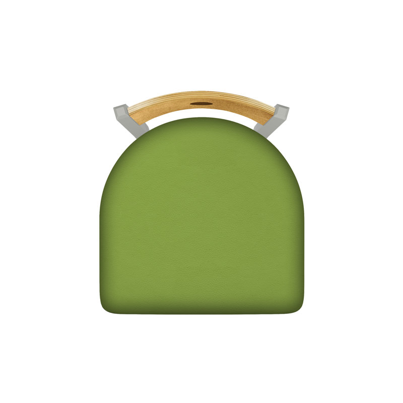 Voltaire Swivel Stool, 25, Anodized Nickel, Canter Kiwi Green Seat/Medium Maple Back Finish
