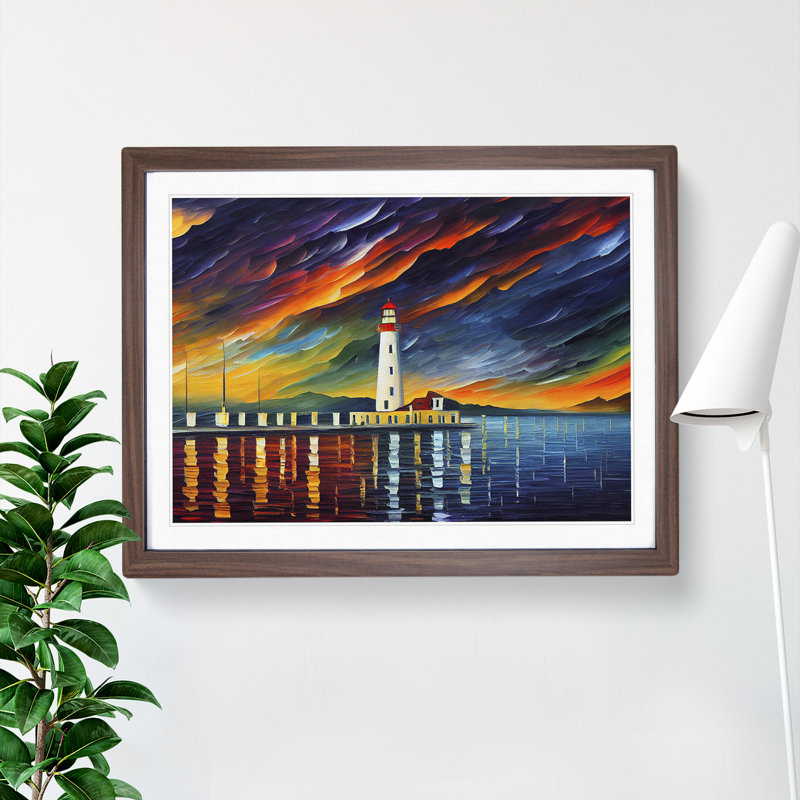 Lighthouse Painting Vol.4 Abstract - Single Picture Frame Print, 46cm H x 64cm W, Brown
